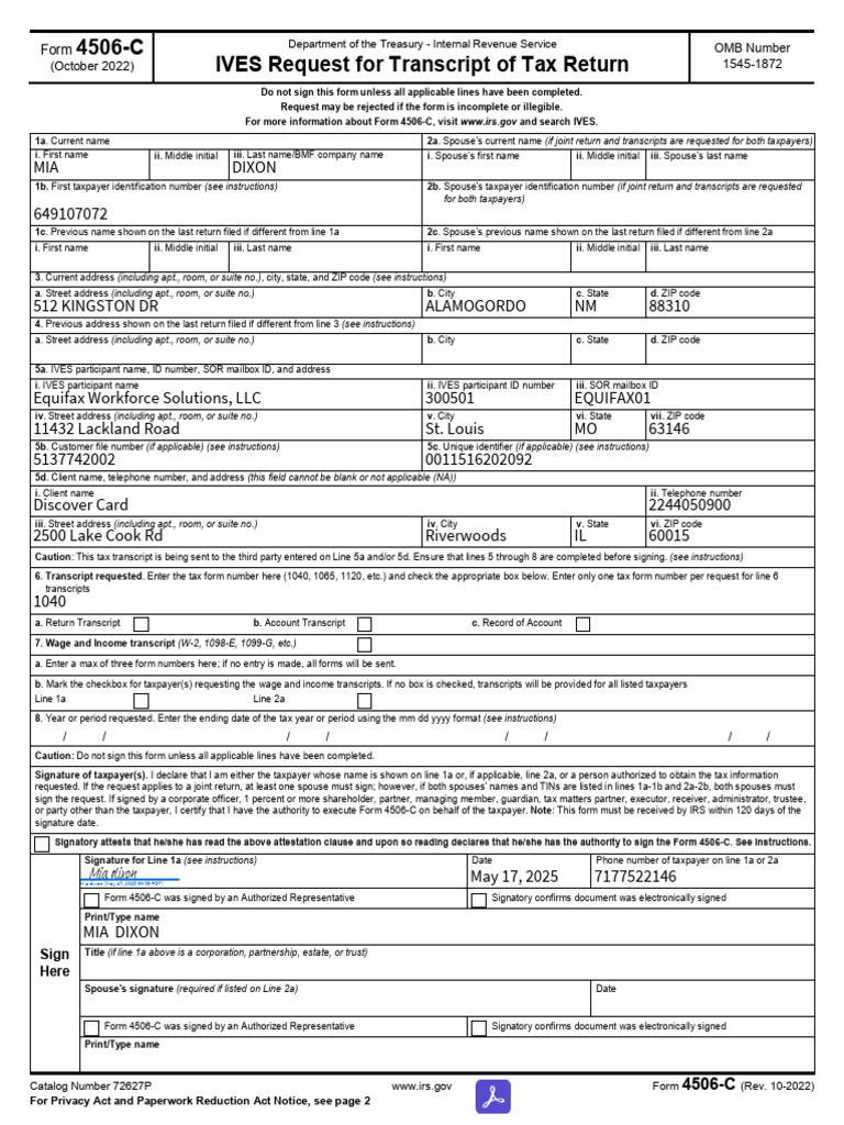 Understanding IRS Form 4506-C | PDF | Internal Revenue Service | Taxpayer