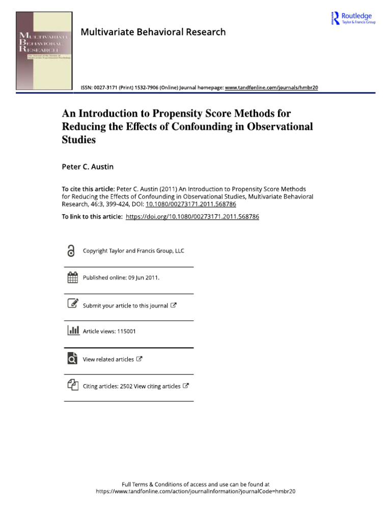 Propensity Score Matching | PDF