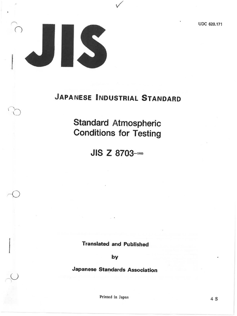 JIS Z 8703 STD Atmospheric Conditions For Testing | PDF