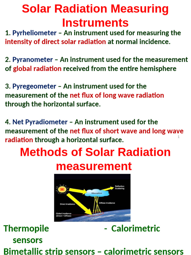 Solar Radiation Measurement Instruments | PDF