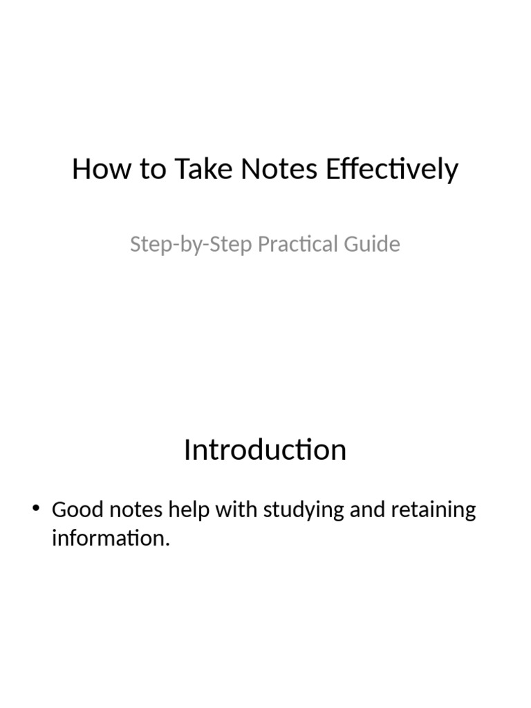 Effective Note-Taking Guide | PDF