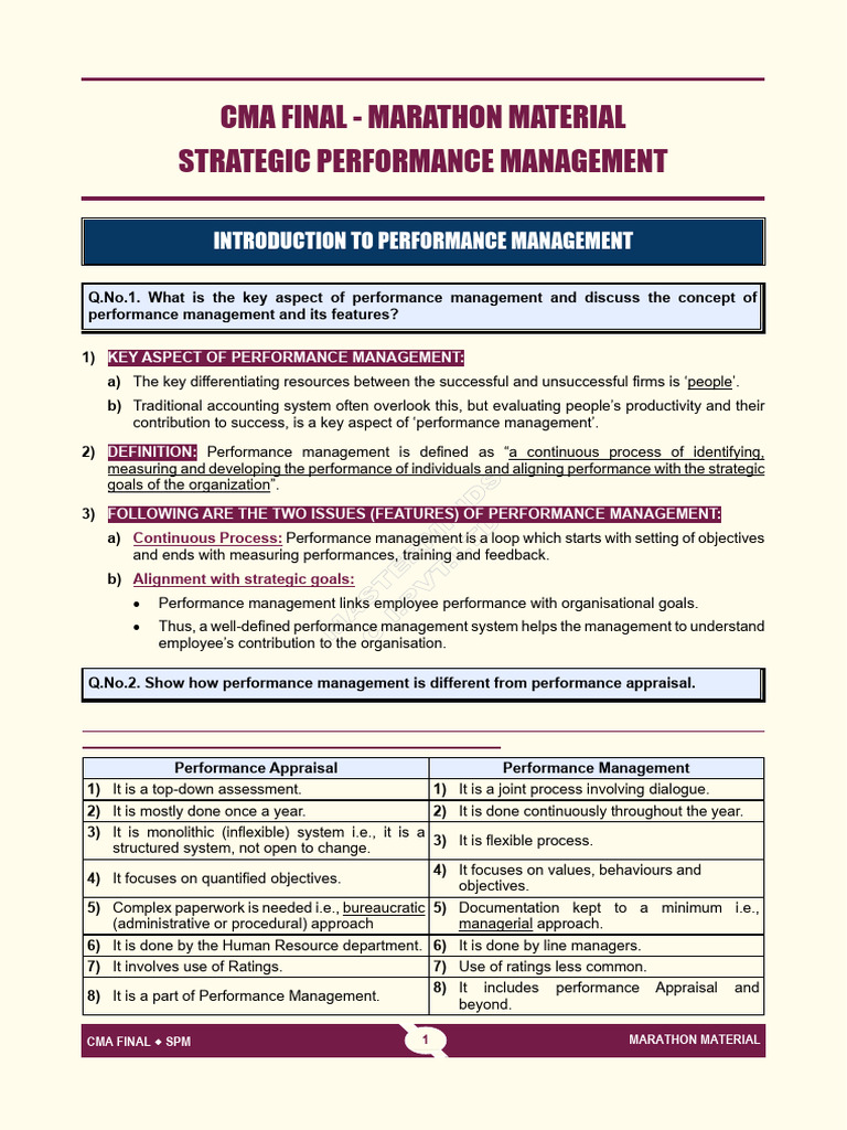 1 CMA Final SPM Marathon Material Final | PDF | Customer Relationship ...