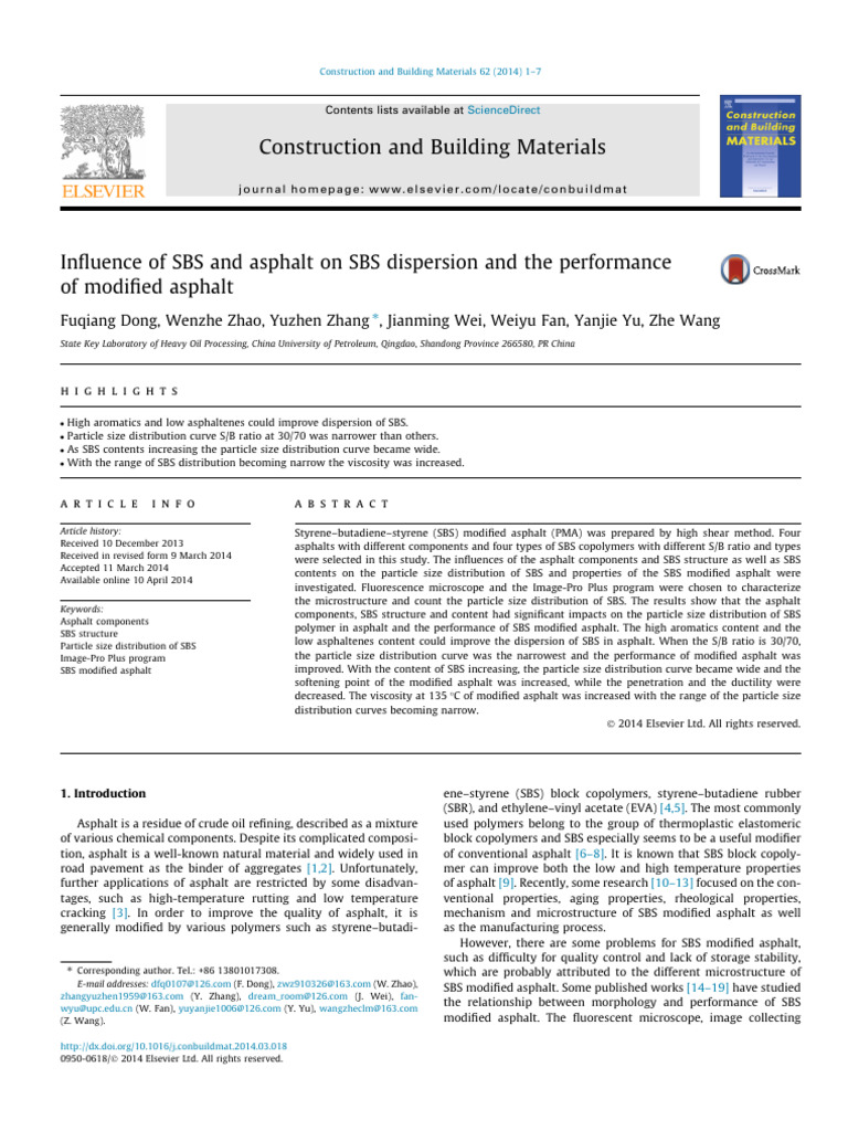 Varios SBS en Asfaltos | PDF | Polymers | Copolymer