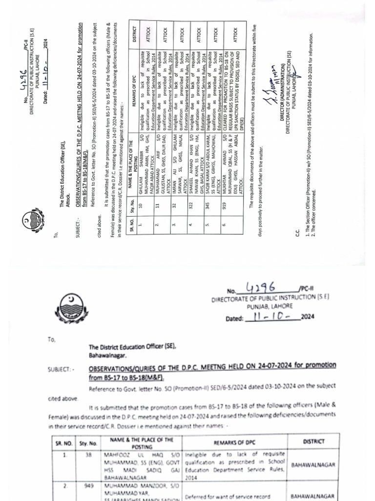 Convey of DPC Minutes 24.07.2024 | PDF