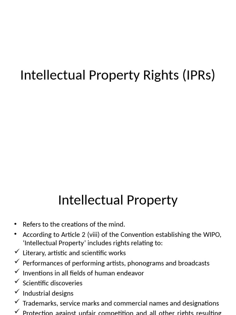 Intellectual Property Rights (IPRs) - 1 | PDF | Copyright | Trademark