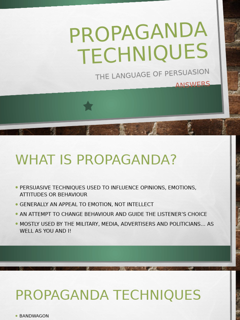 Understanding Propaganda Techniques | PDF | Propaganda | Human ...