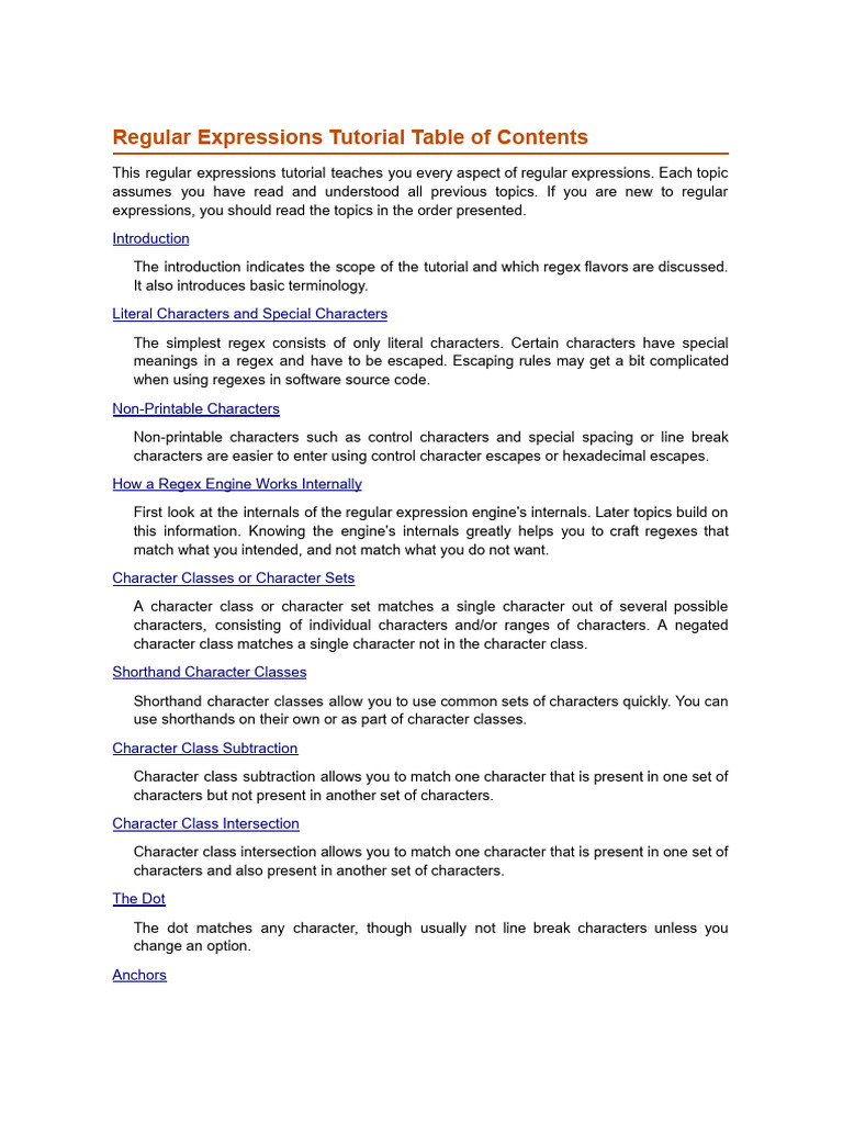 Regex Tutorial | PDF | Regular Expression | Xml