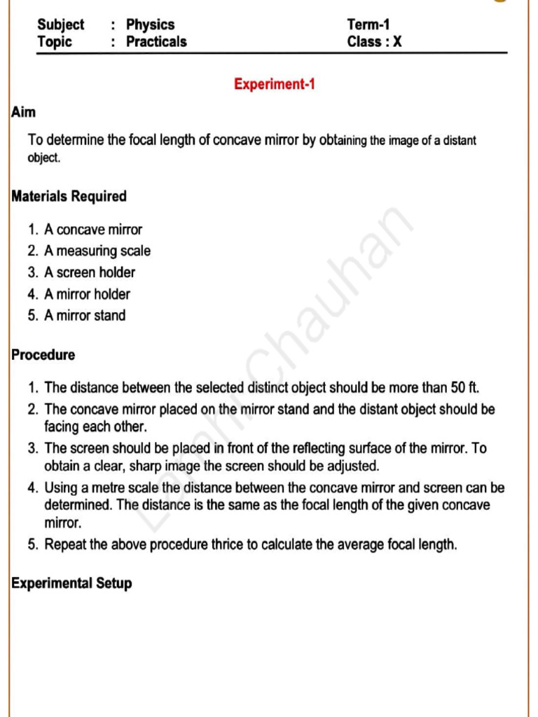 Physics Practical Term-1 | PDF | Mirror | Refraction