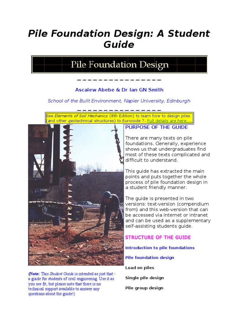 Pile Foundation Design: Student Guide | PDF | Deep Foundation ...