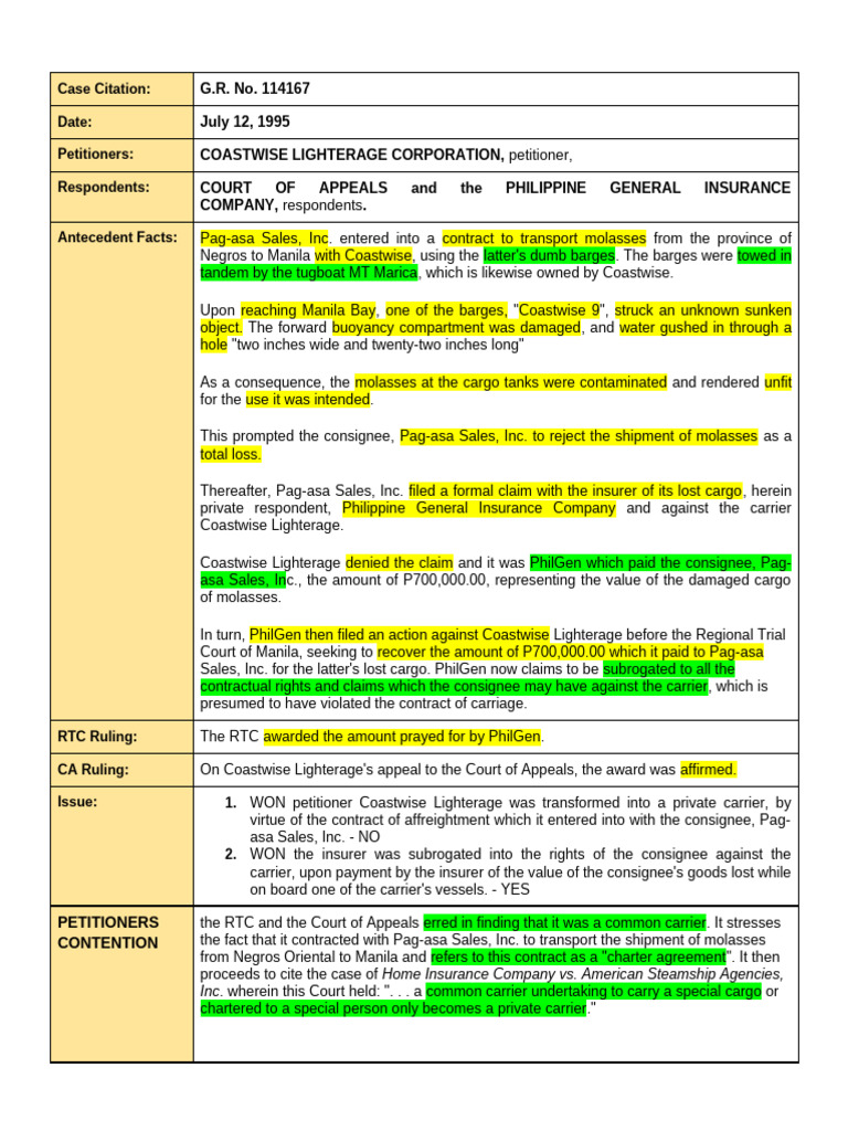 Coastwise Lighterage Liability Case | PDF | Civil Law (Legal System ...