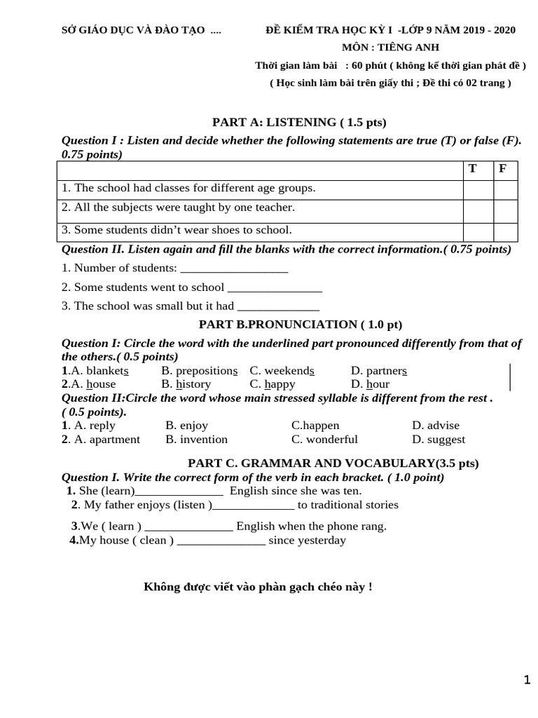 English Exam Paper for Grade 9 | PDF | English Language | Languages