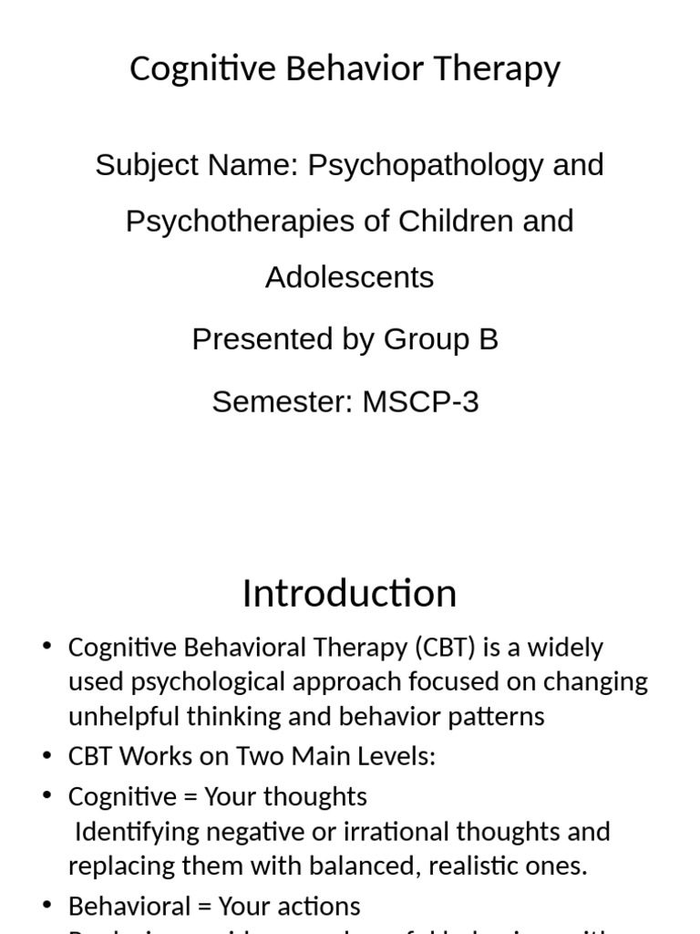 Cognitive Behavioral Therapy Techniques | PDF | Cognitive Behavioral ...