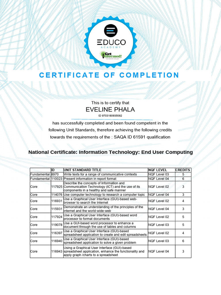 National Certificate in IT: End User Computing | PDF | Spreadsheet ...