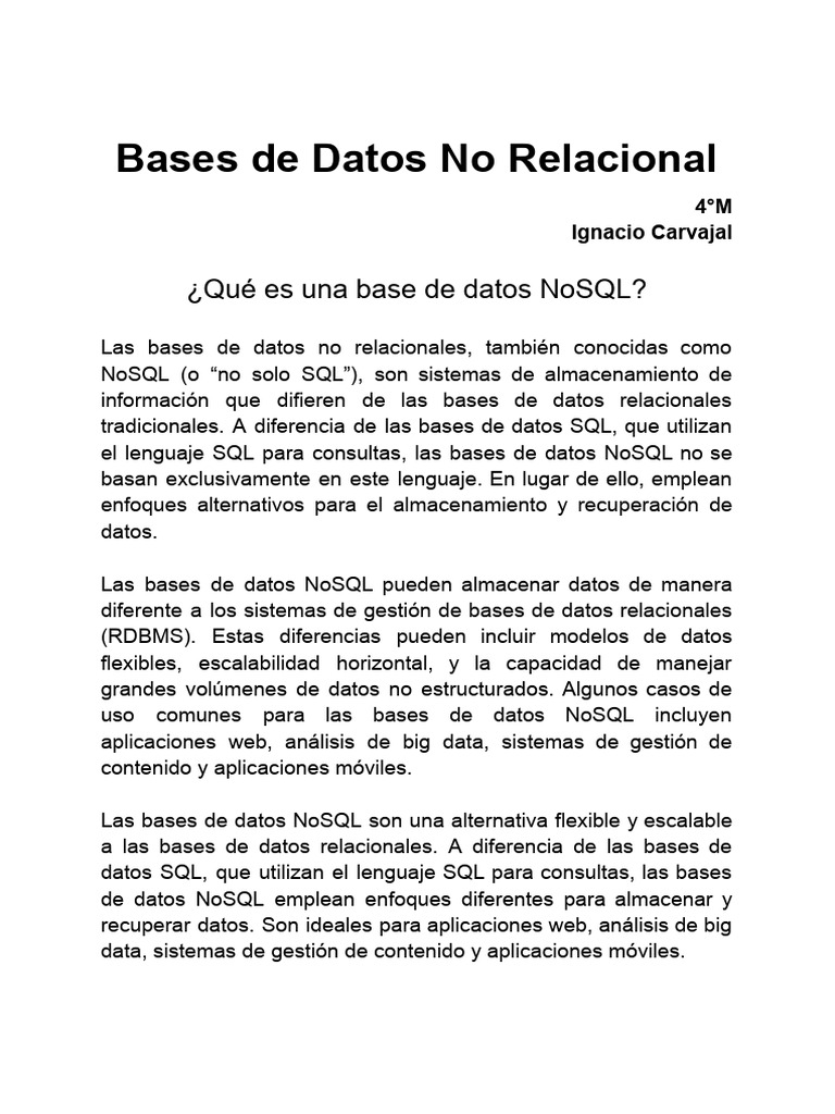 Introducción a Bases de Datos NoSQL | PDF | No Sql | Bases de datos