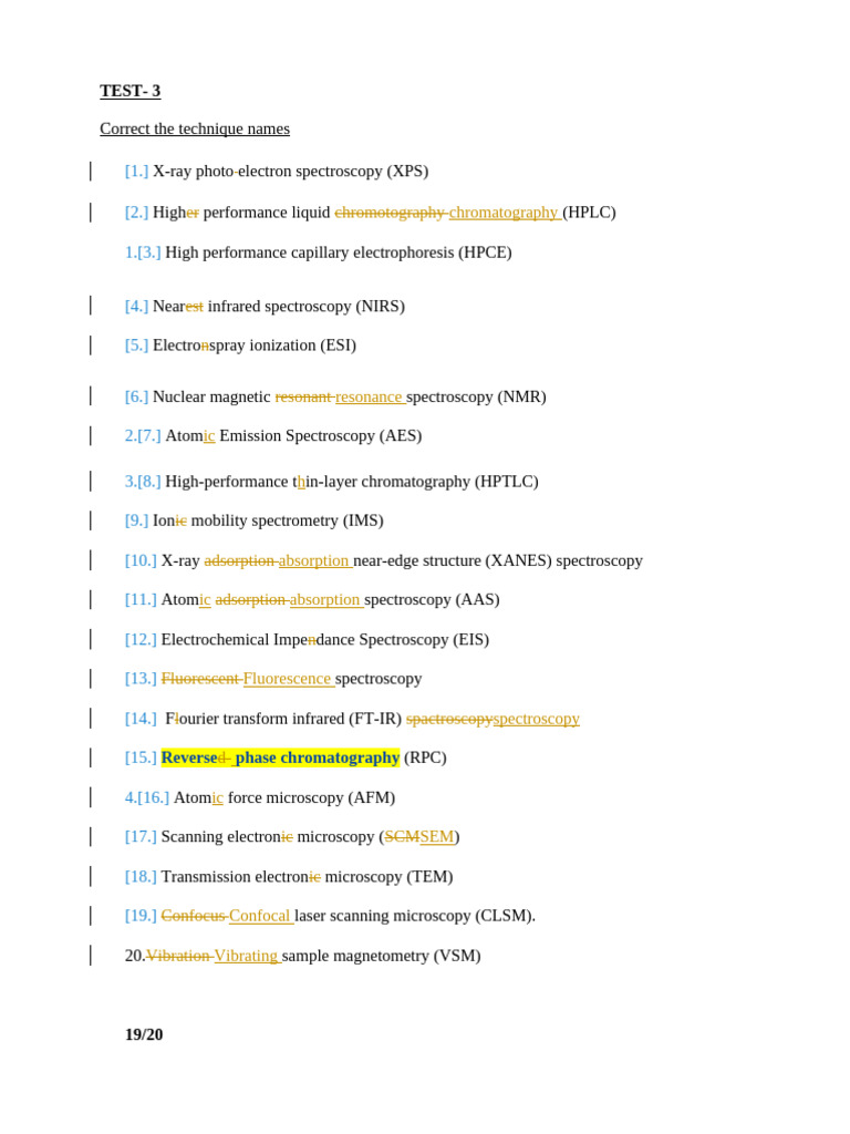 Correcting Spectroscopy Technique Names | PDF