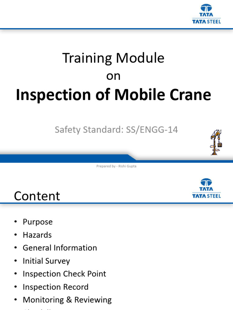 Training Module On Inspection of Mobile Crane | PDF | Crane (Machine ...