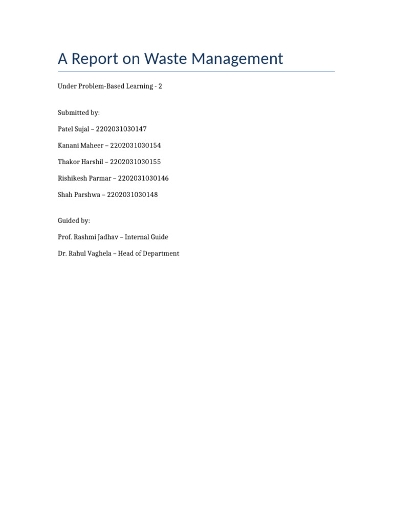 Waste Management Report Finaldkdkdkdkdkr | PDF | Waste Management | Waste