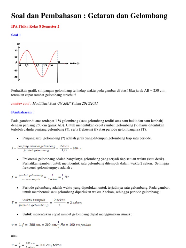 Soal Dan Pembahasan Fisika Gelombang Dan Getaran