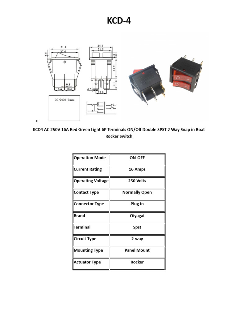 KCD4 Rocker Switch Wiring Guide | PDF