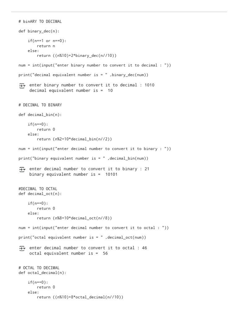 Number System Conversions in Python | PDF | Lexicology | Theory Of ...