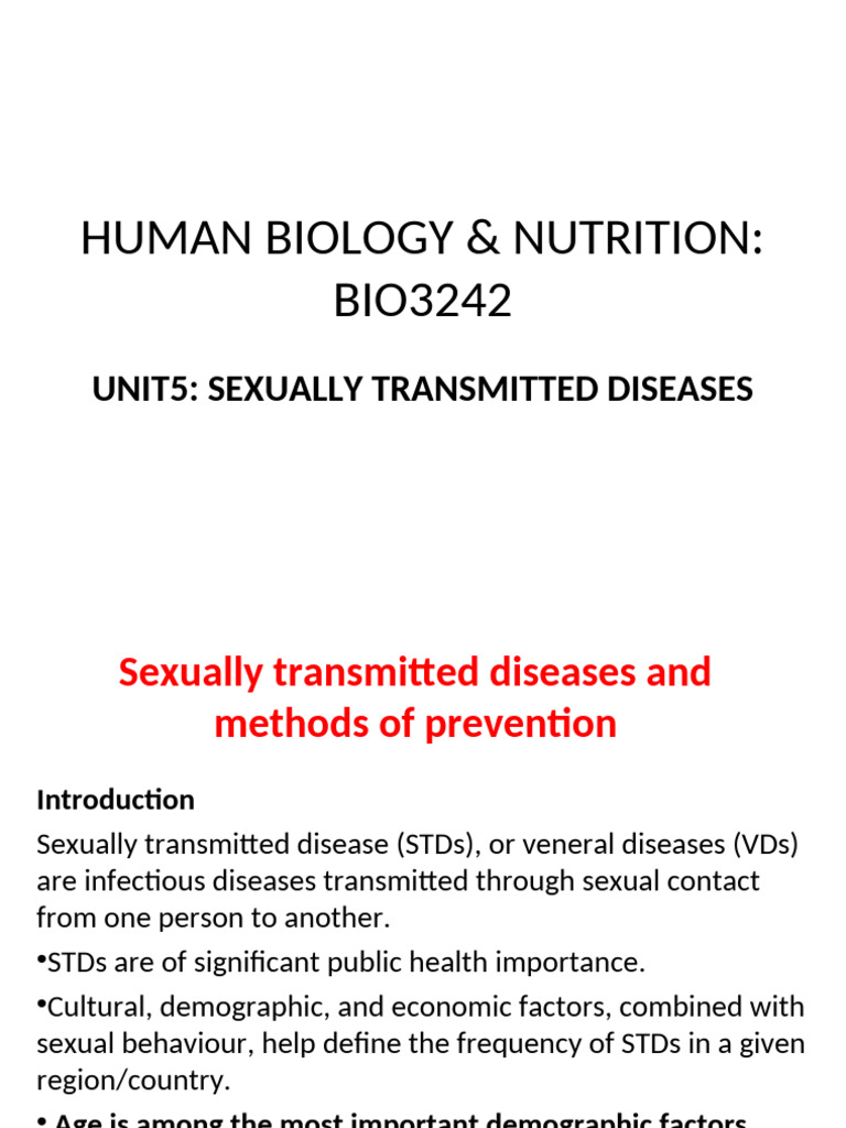 UNIT 5 Sexually Transmitted Diseases | PDF | Sexually Transmitted ...