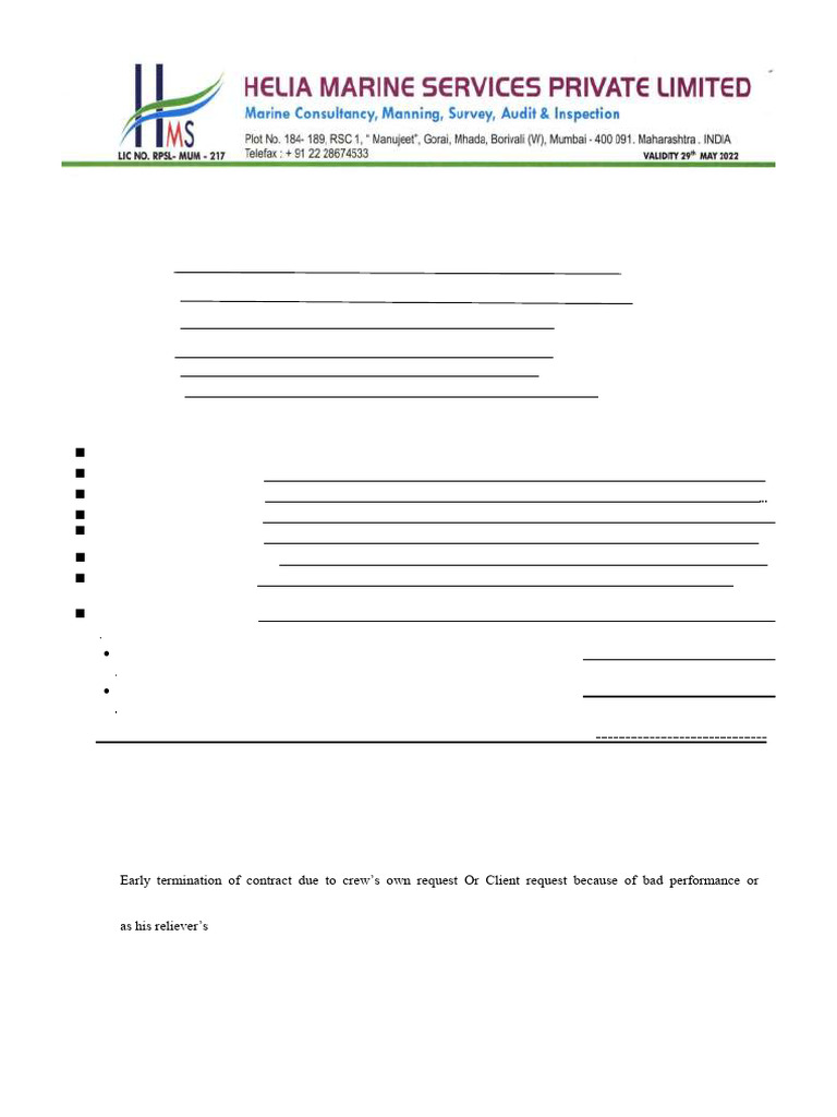 Crew Contract for Trainee Deck Rating | PDF | Sailor | Arbitration