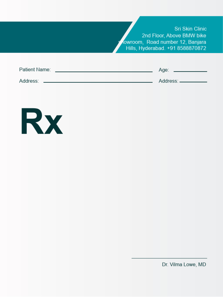 Rx Pad Design for Sri Skin Clinic | PDF