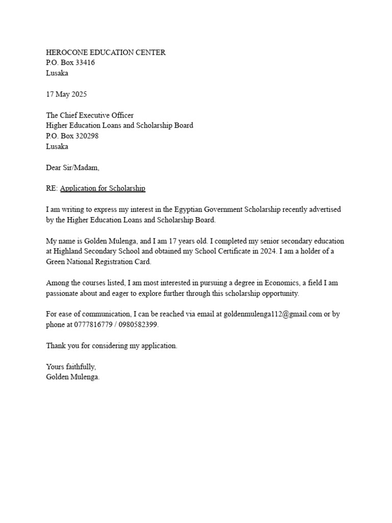 Golden - Application Letter | PDF