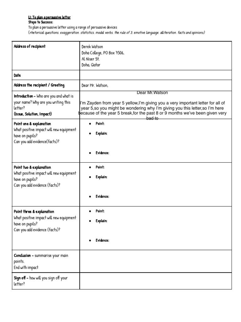 Zayden Sameer - Print Planning Sheet | PDF | Linguistics