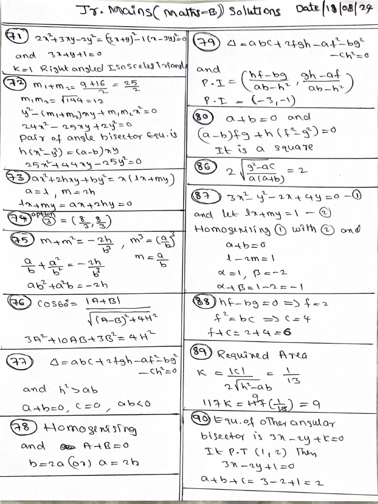JR Mains Maths B Solutions On 18824 | PDF
