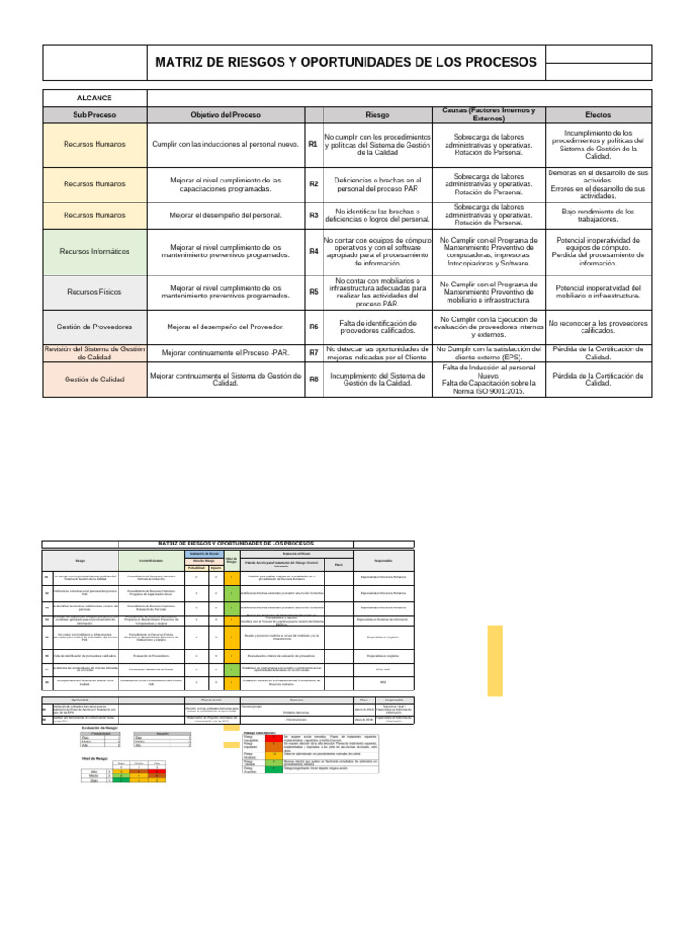 Matriz de Riesgos y Oportunidades en Procesos | PDF | Gestión de ...