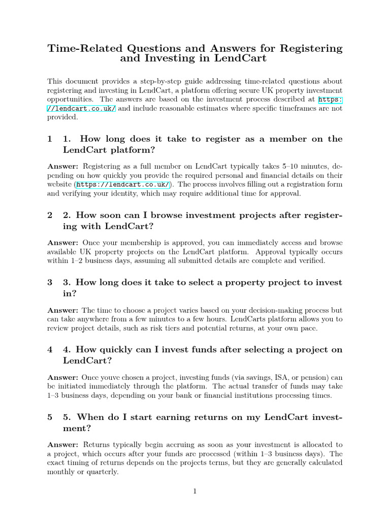 Time-Related Questions and Answers For Registering and Investing in ...