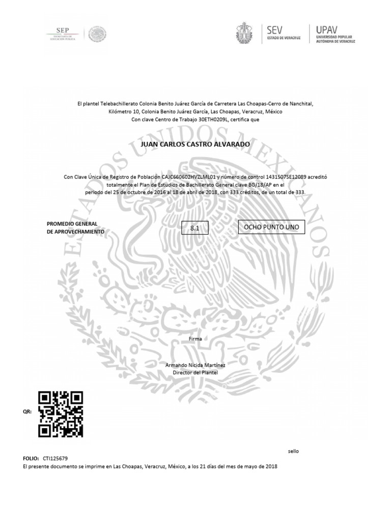 Ejemplo Certificado | PDF
