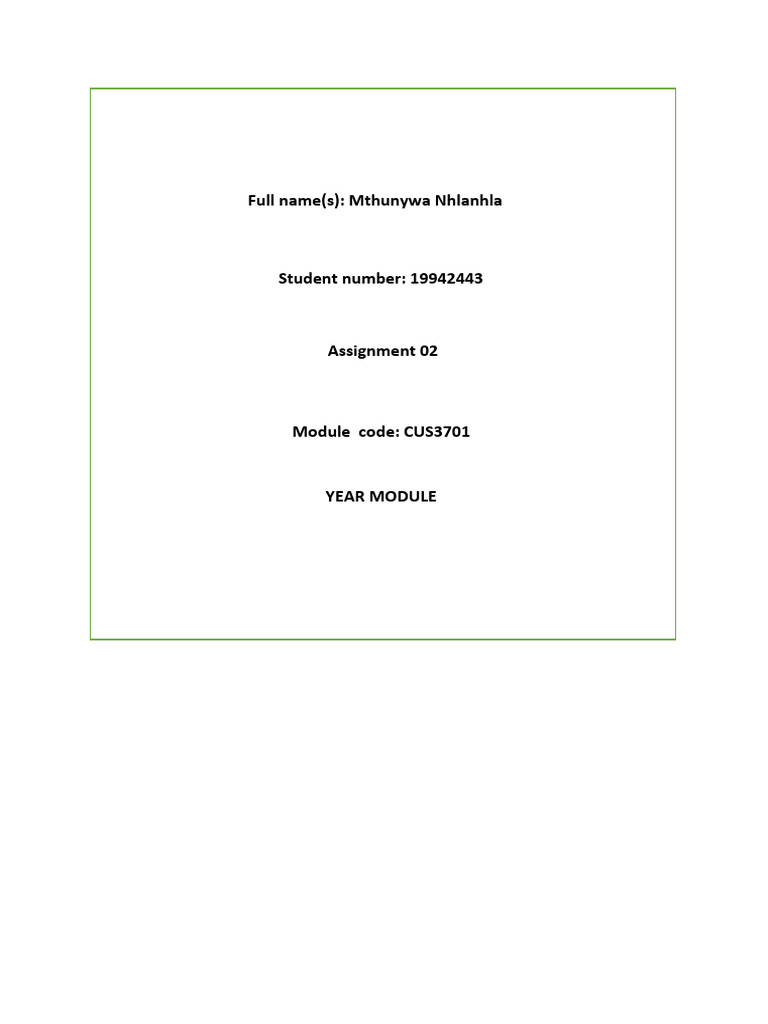 CUS3701 Assignment 02 Declaration Form | PDF | Learning | Plagiarism