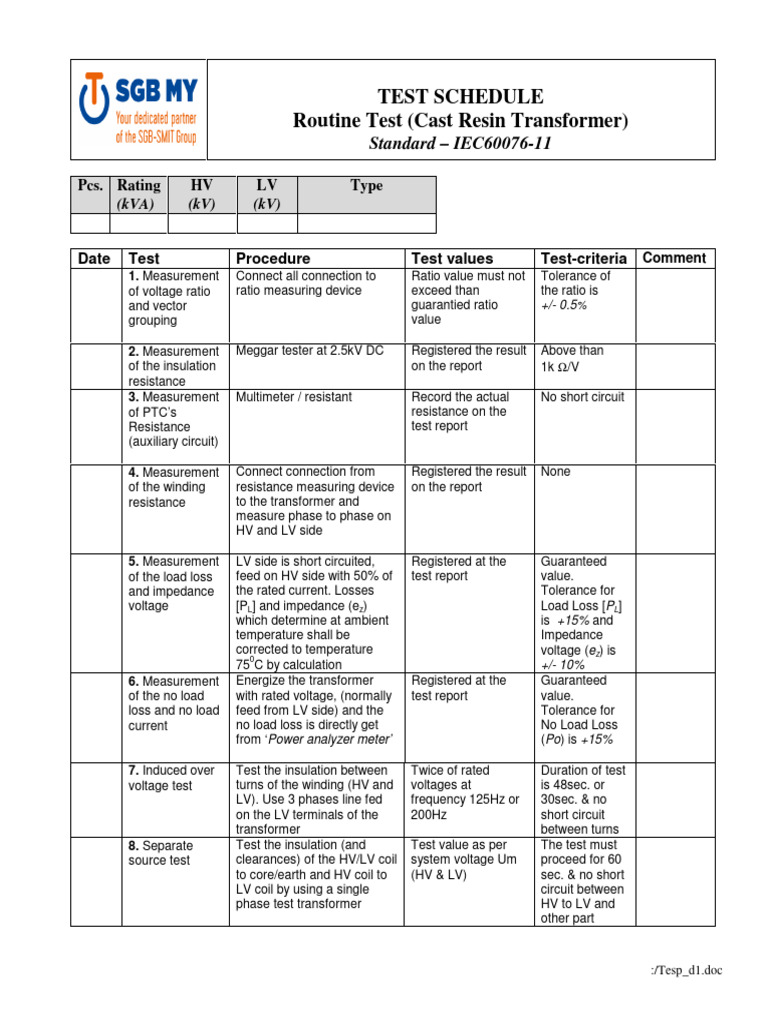 Transformer Testing Procedures Report | PDF | Transformer | Inductor
