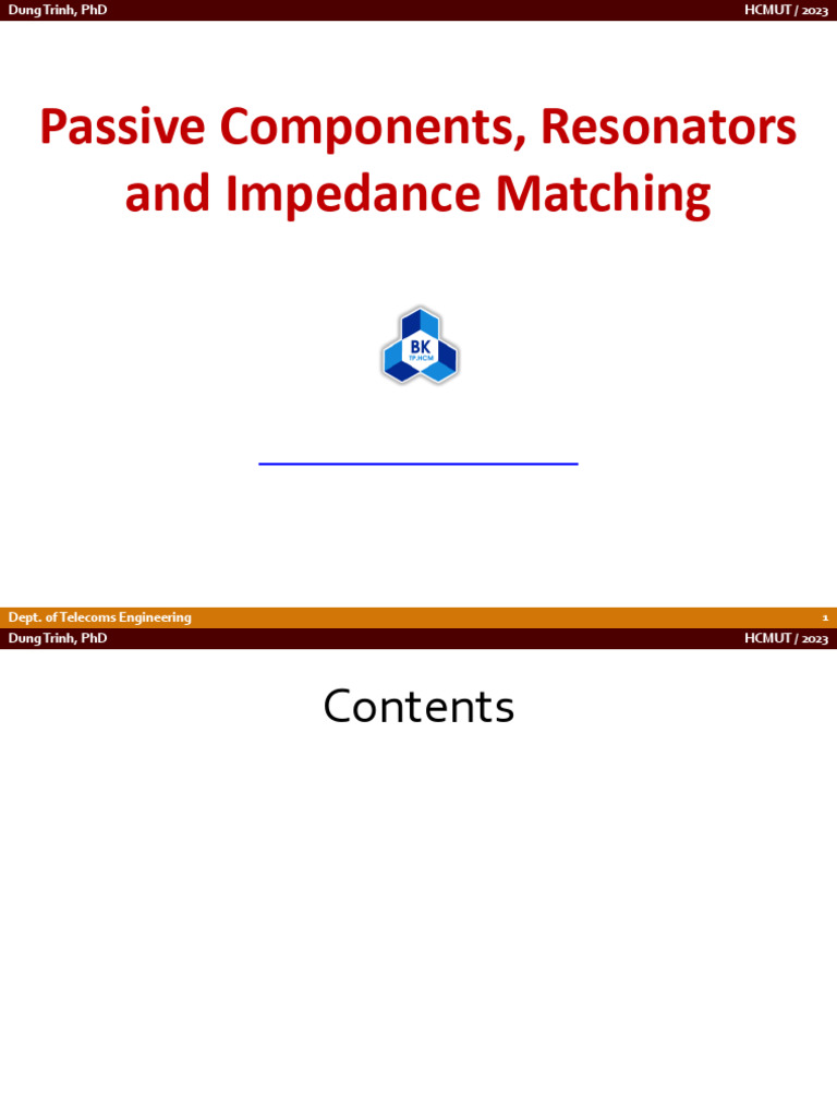 Passive Components and Impedance Matching | PDF | Inductor | Capacitor