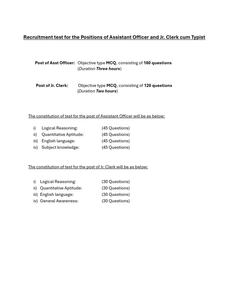 Pattern Composition of Recruitment Test | PDF