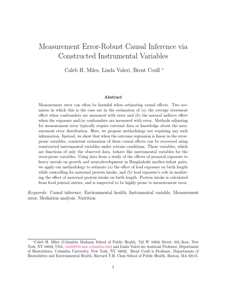 Causal Inference with Measurement Error | PDF | Ordinary Least Squares ...
