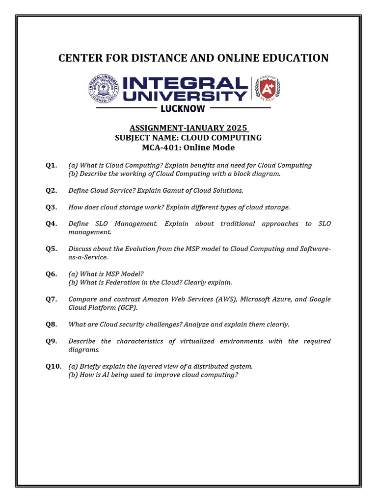 Cloud Computing Assignment Overview | PDF