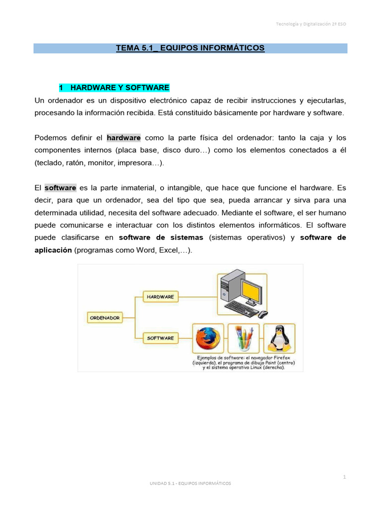 UNIDAD 5.1 - Equipos Informáticos. | PDF | Hardware de la computadora ...