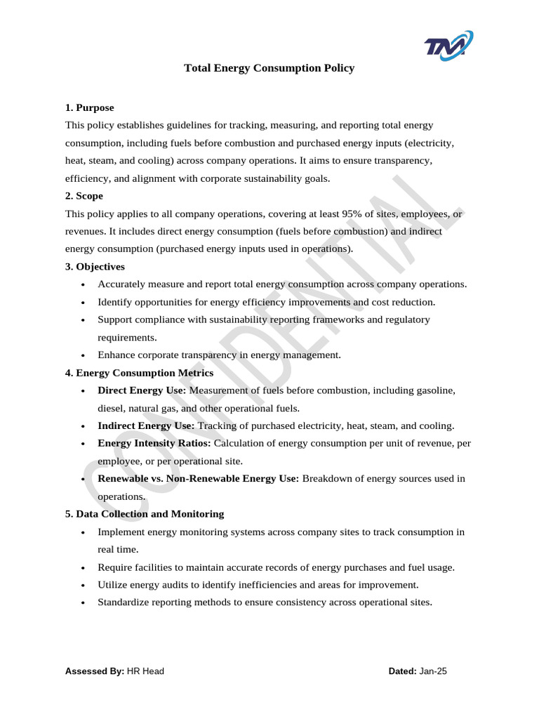 Total Energy Consumption Policy | PDF | Energy Conservation | Efficient ...