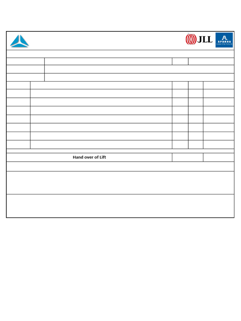 Lift Handover Inspection Checklist | PDF