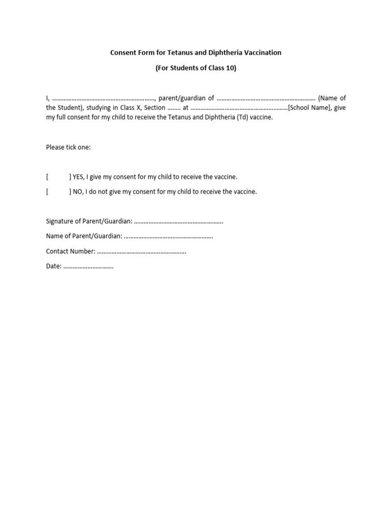 Consent Letter For Class X | PDF