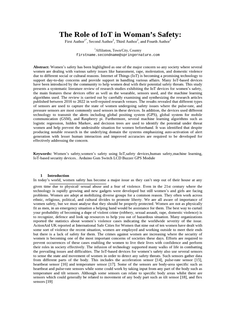 IoT Solutions for Women's Safety Devices | PDF | Wearable Technology ...