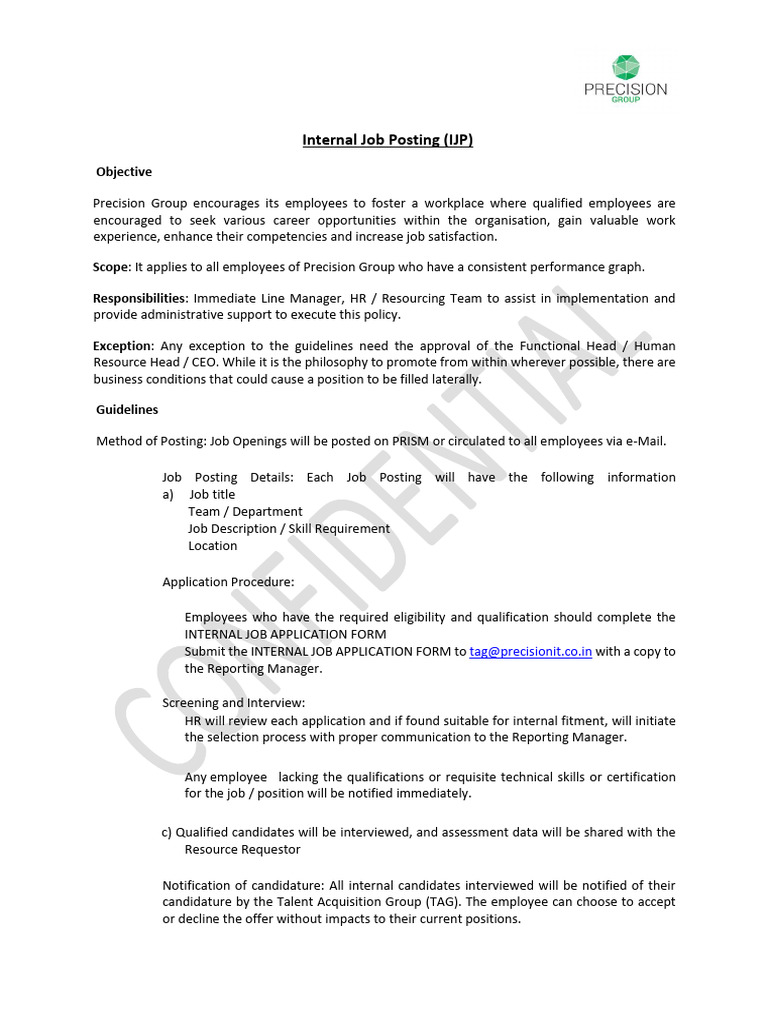 Internal Job Posting Guidelines | PDF | Employment | Business