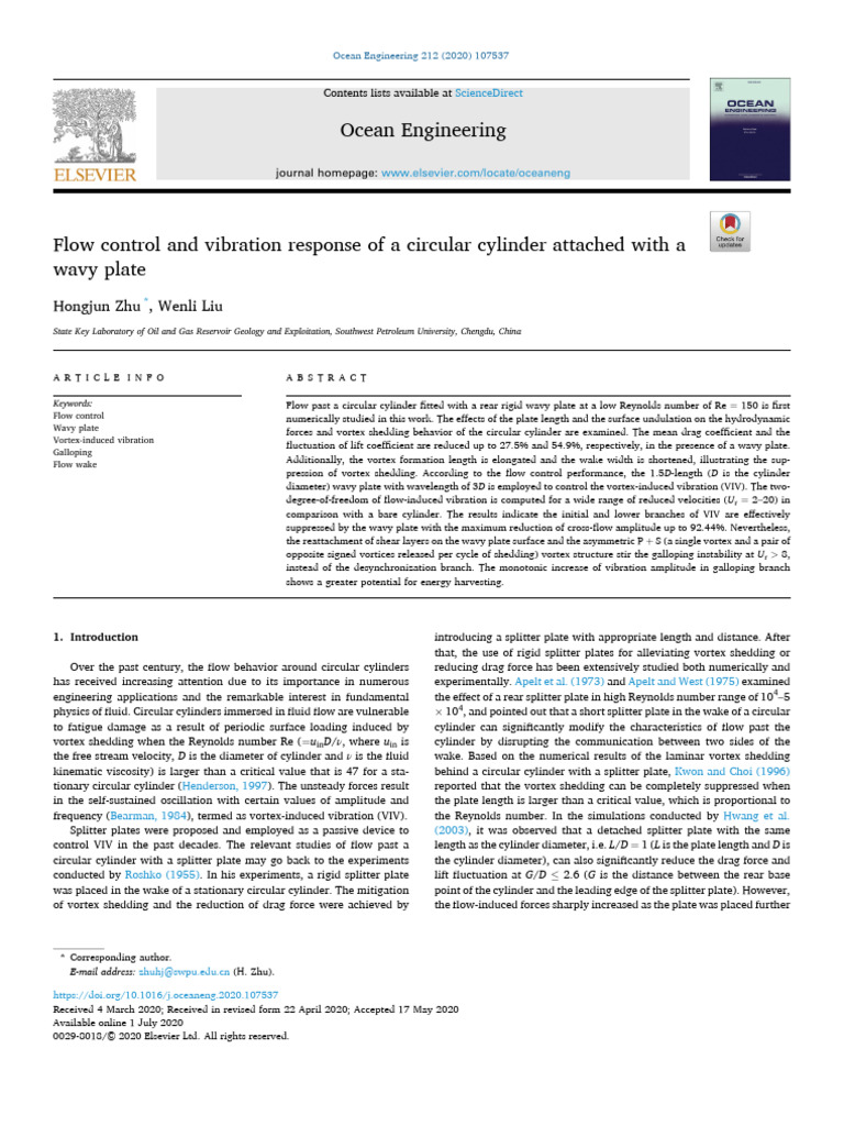 Flow Control and Vibration Response of A Circular Cylinder Attached ...