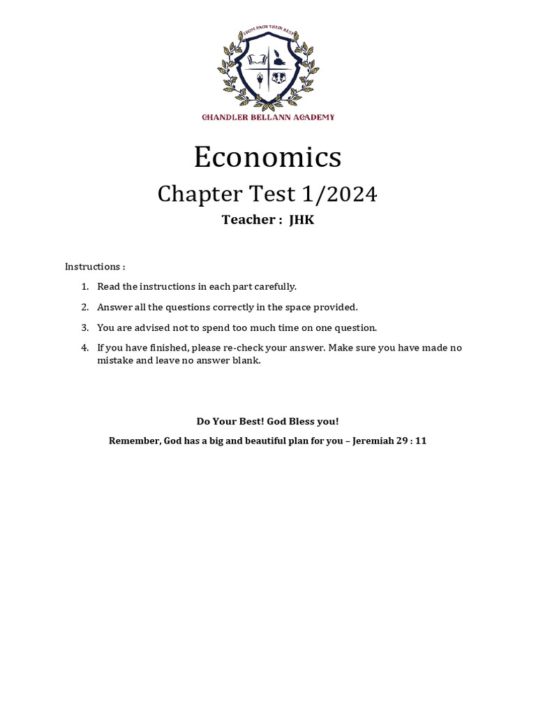 Economics Chapter Test 2024 Guide | PDF | Monopoly | Market Power