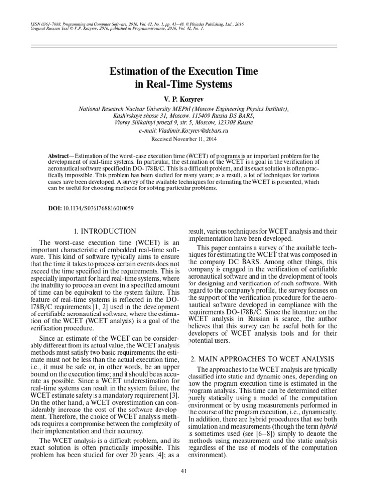 WCET Estimation Techniques for Real-Time Systems | PDF | Computer ...