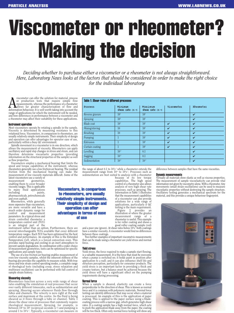 or Rheometer Making The Decision PDF Viscoelasticity