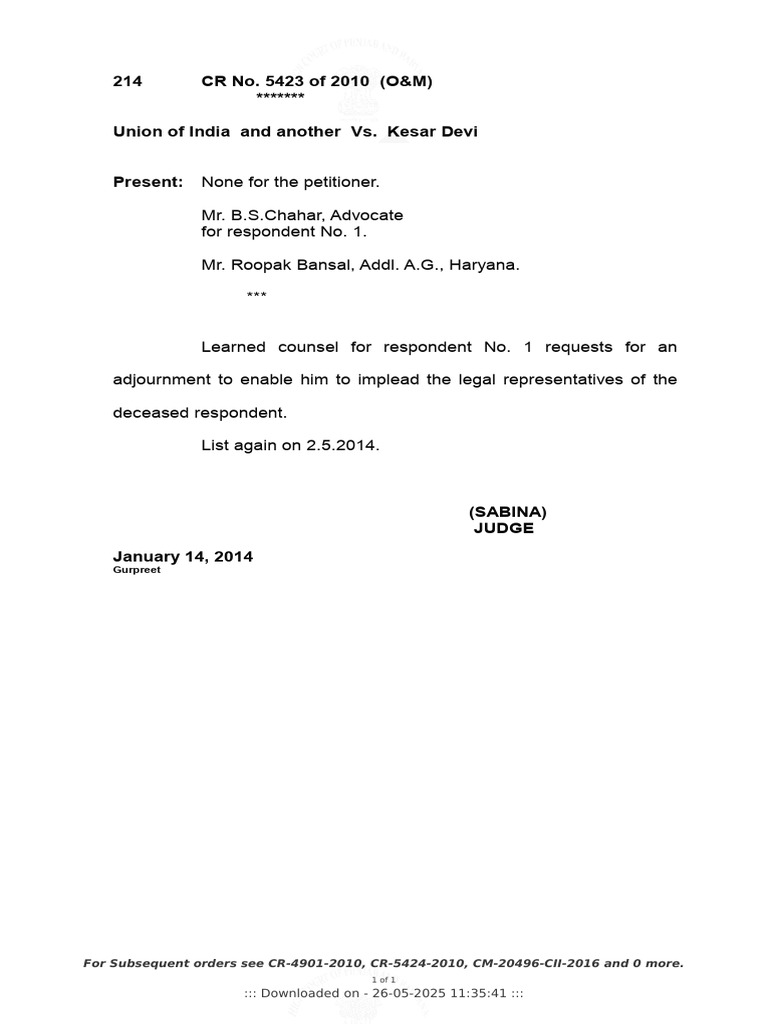 CR 5423 2010 14 01 2014 Interim Order | PDF